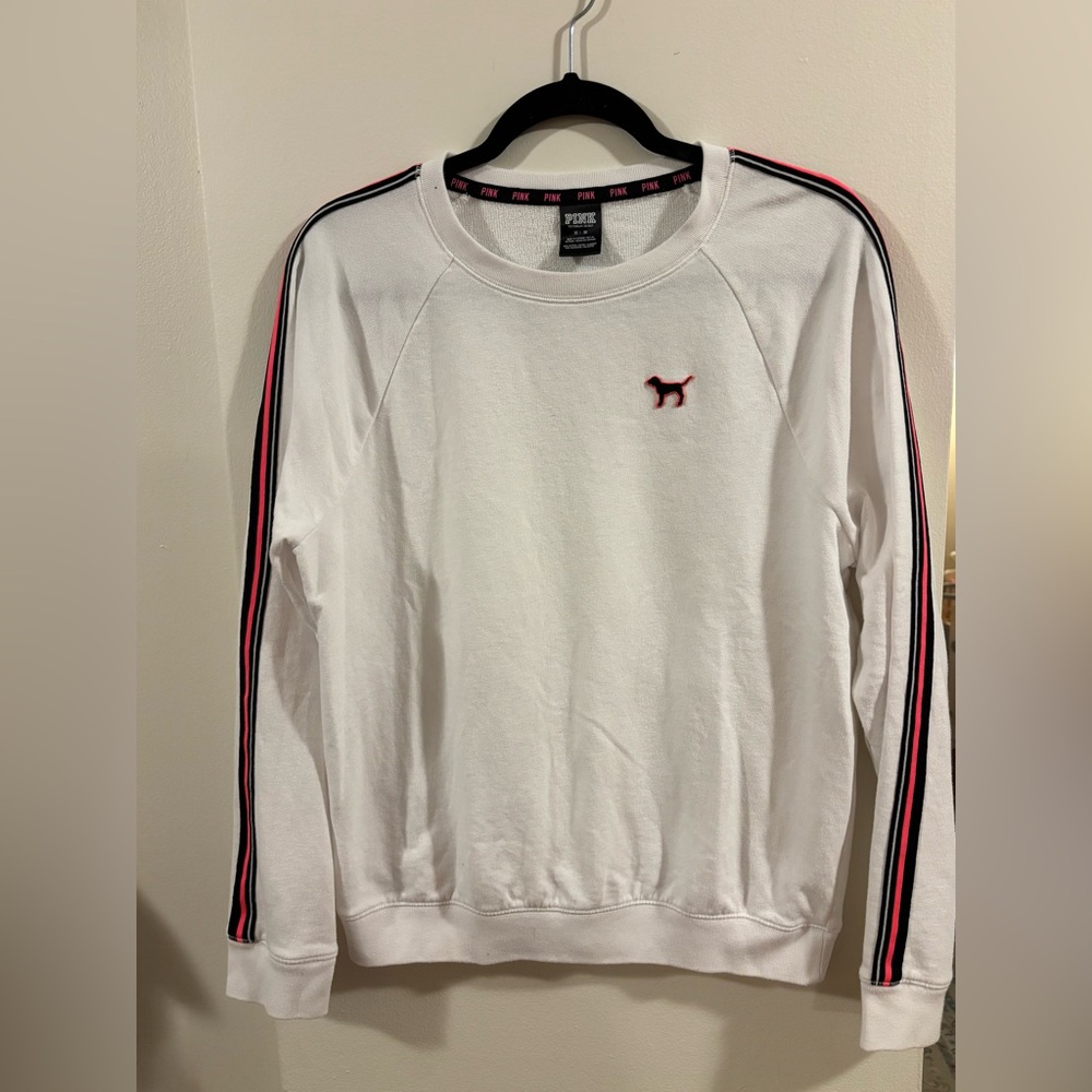 Victoria's Secret White Sweatshirt with Pink Accents